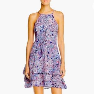 Parker Dax printed 100% silk mini dress.